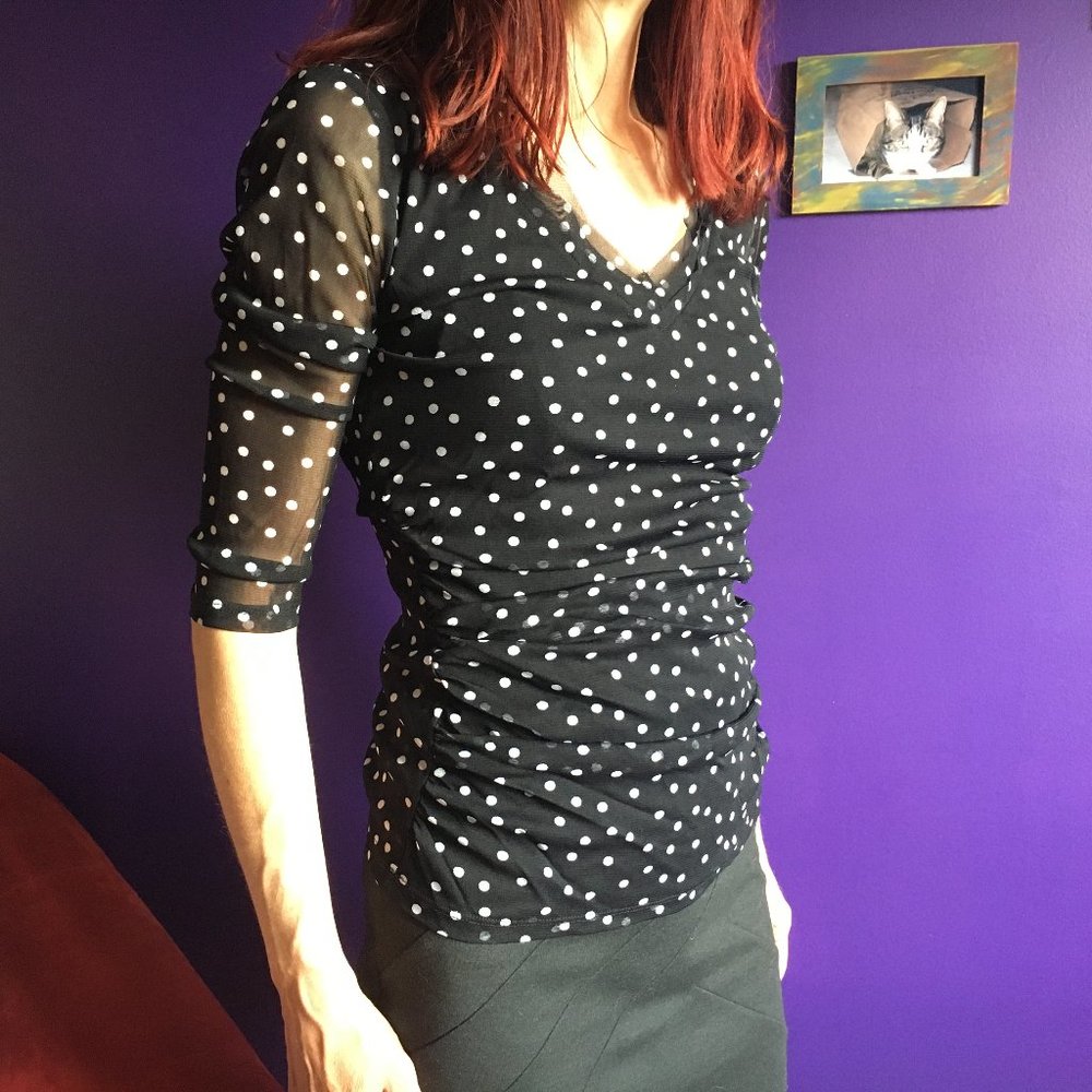 Black and White Polka Dot Top